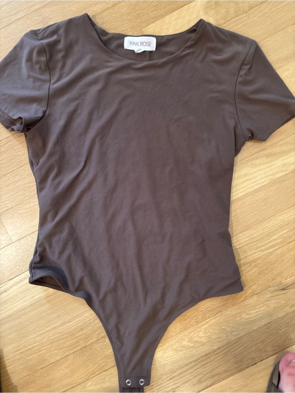 Pink Rose Chocolate Brown Short-Sleeve Bodysuit